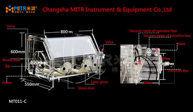 Transparent Table Top Lab Glove Box Portable Glove Box System 800*550*600mm Size